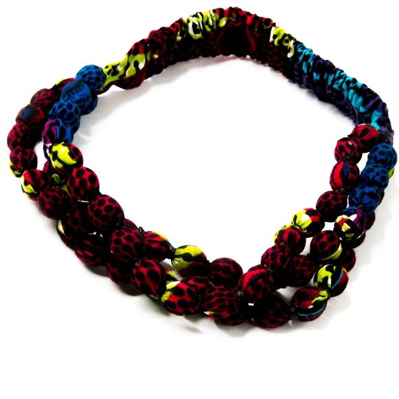 π©HPπ©-African Print Womenβs Beaded Head Band - Picture 7 of 8